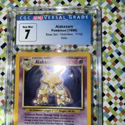 Pokemon 1999 base set Alakazam unlimited Holo 1/102 CGC 7 - Image 2