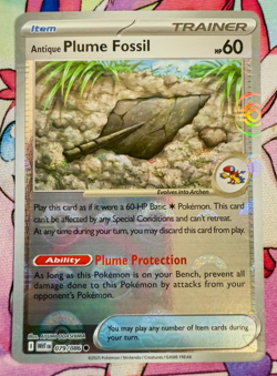 ANTIQUE PLUME FOSSIL POKEBALL REVERSE HOLO 079/086 WHITE FLARE POKEMON - Image 1