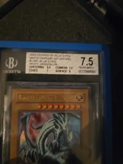 Yugioh Blue Eyes White Dragon Lob 1st Edition Graded Bc 7.5 Near Mint - Image 3