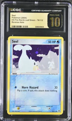 CGC 10 PRISTINE Seel EX Fire Red & Leaf Green 78/112 Reverse Holo Pokemon Card - Image 1