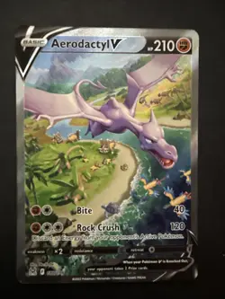 Pokemon TCG Aerodactyl v Sword & Shield Lost Origin Holo Ultra Rare Card 180/196 - Image 1