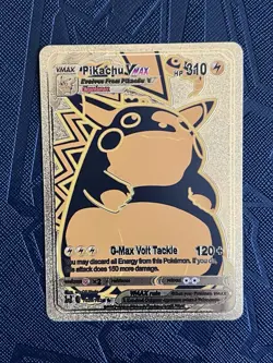Pikachu VMAX Metal Gold Foil Non TCG Pokemon Fan Art Display Card - Image 3