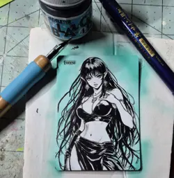 Mtg Altered Art Hand Painted Anime - Image 2