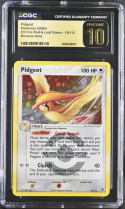 CGC 10 PRISTINE Pidgeot EX Fire Red & Leaf Green 10/112 Reverse Holo Pokemon - Image 1