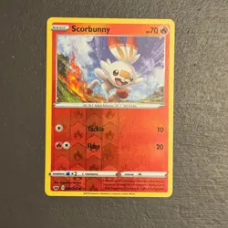 Scorbunny Reverse Holo 017/202 NM Sword & Shield Base 2019 Pokemon Card - Image 1