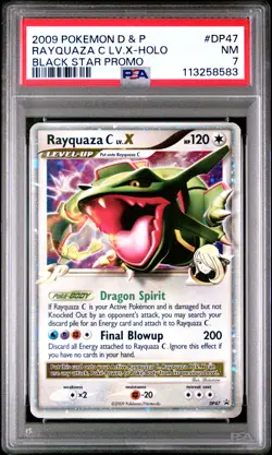 2009 POKEMON DIAMOND & PEARL BLACK STAR PROMO #DP47 RAYQUAZA C LV.X-HOLO PSA 7 - Image 1