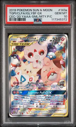 2019 POKEMON SUN & MOON COSMIC ECLIPSE TOGEPI & CLEFFA & IGGLYBUFF GX PSA 10 - Image 1