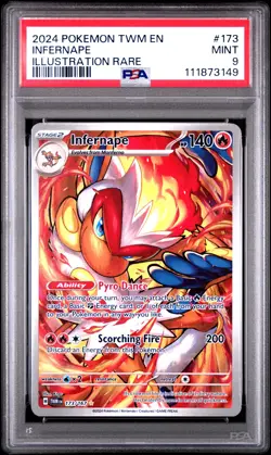 2024 POKEMON TWM EN-TWILIGHT MASQUERADE ILLUSTRATION RARE #173 INFERNAPE PSA 9 - Image 1