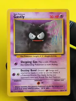 Gastly 50/102 Base Set Unlimited Common Pokemon TCG - MP - Image 1