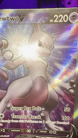 Pokemon TCG Mewtwo V Black Star Promo SWSH229 Full Art Holo. Pack to sleeve Mint - Image 2