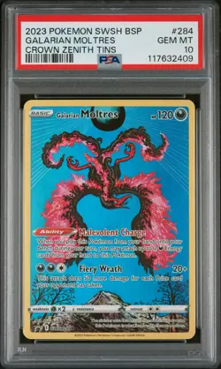 2023 POKEMON SWSH BLACK STAR PROMO CROWN ZENITH TINS GALARIAN MOLTRES PSA 10 - Image 1