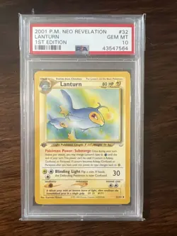 Pokemon PSA 10 1st Edition Neo Revelation Lanturn - Image 1