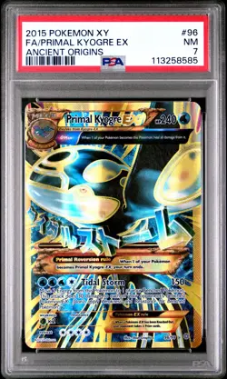 2015 POKEMON XY ANCIENT ORIGINS #96 FULL ART/PRIMAL KYOGRE EX PSA 7 - Image 1