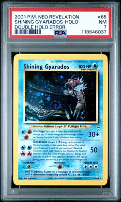 2001 POKEMON NEO REVELATION DOUBLE HOLO ERR #65 SHINING GYARADOS-HOLO PSA 7 - Image 1