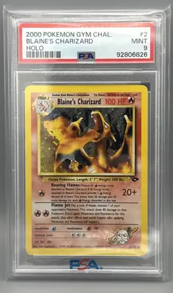 2000 POKEMON GYM CHALLENGE HOLO #2 BLAINE'S CHARIZARD PSA 9 Error Card - Image 1