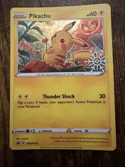 Pokemon Pikachu TCG Snowflake Promo Card SWSH153 - Image 1
