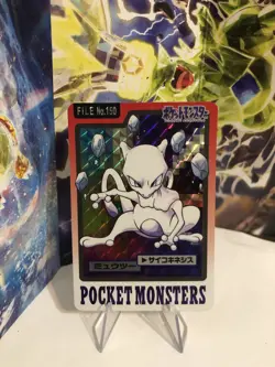Mewtwo Prism Vintage Pokemon Japanese 1997 Bandai Carddass Series #150 - Image 2