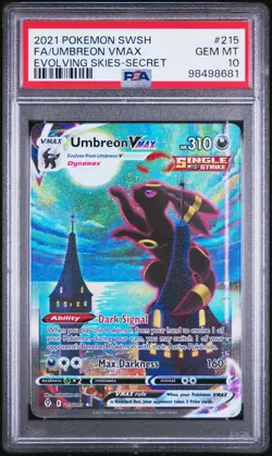 2021 POKEMON SWORD & SHIELD EVOLVING SKIES SECRET FULL ART/UMBREON VMAX PSA 10 - Image 1