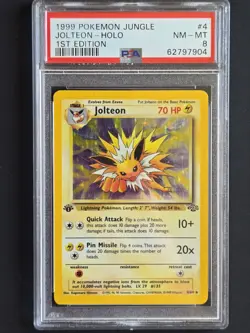 Jolteon 1st Edition Holo Jungle PSA 8 Pokemon 1999 - Image 1