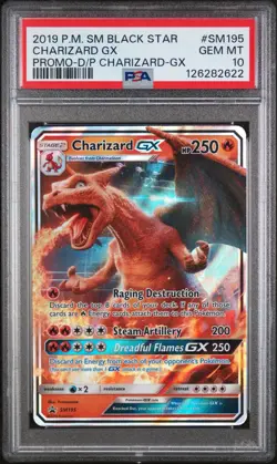2019 POKEMON SM BLACK STAR PROMO #SM195 CHARIZARD GX PSA 10 - Image 1