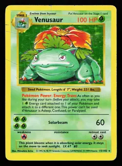 Venusaur 15/102 Holo Rare Base Set (Shadowless) Pokemon Card - Image 1