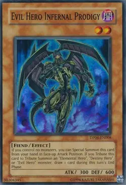 Yu-Gi-Oh Card - DP06-EN008 - EVIL HERO INFERNAL PRODIGY (super rare holo) -NM/M - Image 1