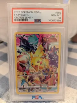 2023 POKEMON Swsh Full Art Pikachu Crown Zenith #160/159 PSA 10 - Image 1