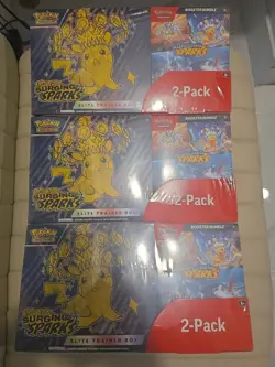 (3 BOXES) Pokemon Surging Sparks ETB + Booster Bundle Costco 2-pack - SEALED! - Image 1