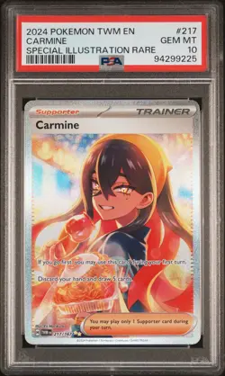 2024 POKEMON TWM EN-TWILIGHT MASQUERADE SPECIAL ILLUSTRATION RARE CARMINE PSA 10 - Image 1