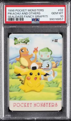 1998 POCKET MONSTERS SEALDASS FANCY GRAFFITI #02 PIKACHU AND OTHERS PSA 10 - Image 1