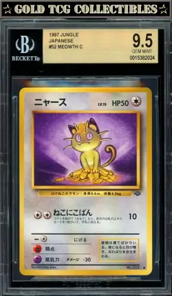 BGS 9.5 ⭐ Pokemon Meowth 052 Jungle Japanese Graded Card - Image 1
