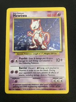 Mewtwo 10/102 Base Set Holo Rare Pokemon Card Nintendo Pokemon TCG WOTC NM - Image 1