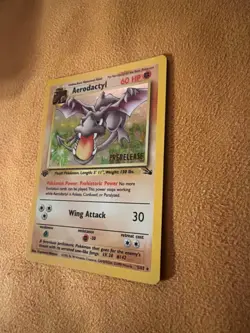 1st Edition Aerodactyl 1/62 PRERELEASE Brown Stamp Fossil Holo 1999 Pokemon Card - Image 4