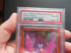MetaZoo Topps Chrome Jersey Devil 05/25 ORANGE Refractor Card PSA 10 - Image 2