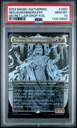 2023 MTG SECRET LAIR DROP FOIL #1301 NEKUSAR, THE MINDRAZER PSA 10 - Image 1