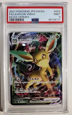Pokemon TCG 2021 Japanese FA Leafeon Vmax Eevee Heroes PSA 9 - Image 1