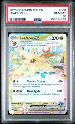 2025 POKEMON PRE EN-PRISMATIC EVOLUTIONS #006 LEAFEON EX PSA 10 - Image 1