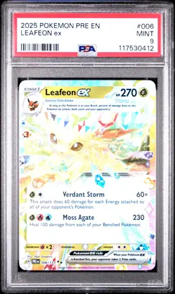2025 POKEMON PRE EN-PRISMATIC EVOLUTIONS #006 LEAFEON EX PSA 9 - Image 1