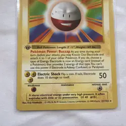 RARE- Electrode #21/102 Pokemon Base Set 1st Edition Shadowless Vintage WOTC - Image 3