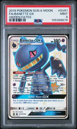 PSA 9 Pokemon Banette GX SV61 Hidden Fates Shiny Ultra Rare Full Art Holo - Image 1