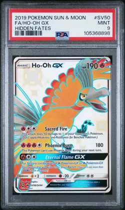 PSA 9 Pokemon Ho-Oh GX SV50 Hidden Fates Shiny Ultra Rare Full Art Holo - Image 1