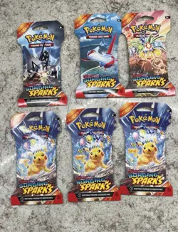 Lot of 6 Pokemon TCG Scarlet & Violet Surging Sparks Blister Booster Packs New - Image 1