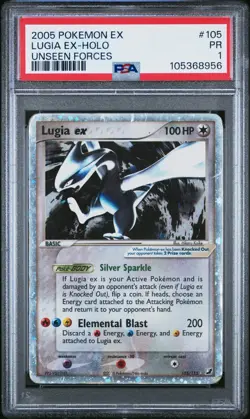 PSA 1 Pokemon Lugia ex 105/115 EX Unseen Forces Ultra Rare Holo - Image 1