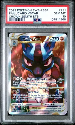 2023 POKEMON SWSH BLACK STAR PROMO #291 FULL ART/LUCARIO VSTAR PSA 10 - Image 1