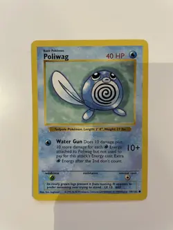 Poliwag 59/102 1999 Base Set Shadowless Pokemon Card WOTC Vintage Common - Image 1