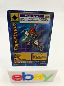 Puppetmon Card Bo-96 Mega Level Digimon Holo Foil Bandai 1999 NM - Image 1