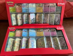 Pokemon TCG Prismatic Evolutions Box 8 Mini Tins Promo Cards Costco - Lot of 2 - Image 1