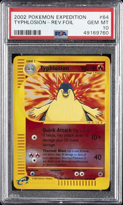 2002 POKEMON EXPEDITION #64 TYPHLOSION-REVERSE FOIL PSA 10 - Image 1