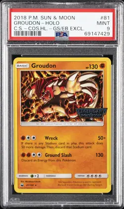 2018 POKEMON SUN & MOON CELESTIAL STORM #81 GROUDON-HOLO PSA 9 - Image 1