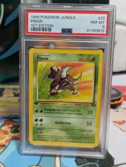 Pokemon 1st EDITION Pinsir #25/64 Rare - 1999 Jungle Set - PSA 8 *Free Shipping* - Image 1